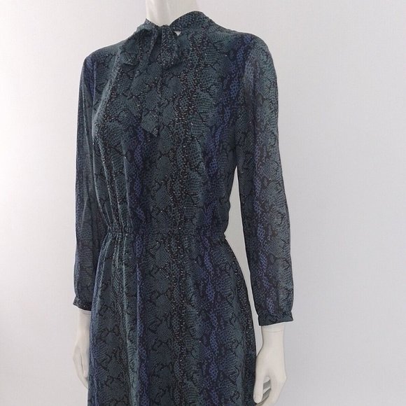 HUSH Snakeskin Neck-Tie Midi Maxi-Dress Size UK 12 EU 40 - Picture 7 of 10